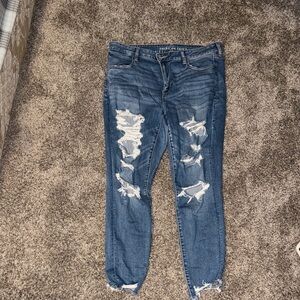 American Eagle Outfitters Women's Ripped Blue Skinny Jeans